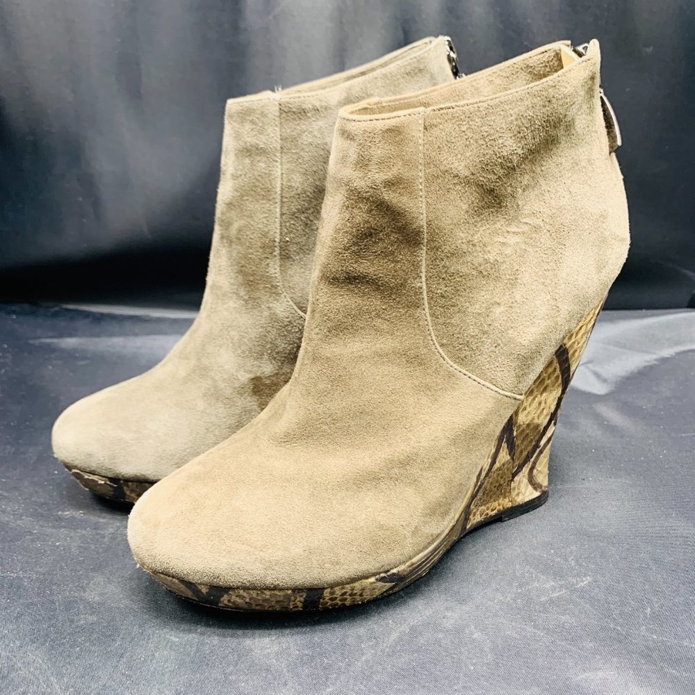 Alexandre Birman Grey Platform Snakeskin Wedges - image 2